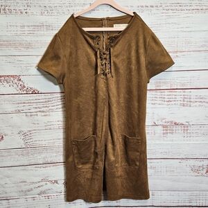Zara kids lace up faux suede dress